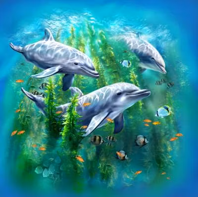 Lisensiert bilde Tami Alba Dolphin Kelp Bed