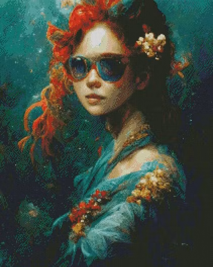 Solbrille fe Ocean, red hair, sunglasses ©Marine and the fae