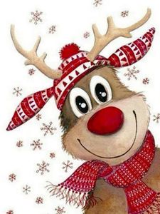 Rudolf med lue og skjerf