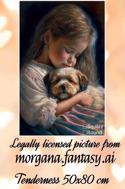 Jente og hund Tenderness child and dog  ©Morgana.fantasy.ai