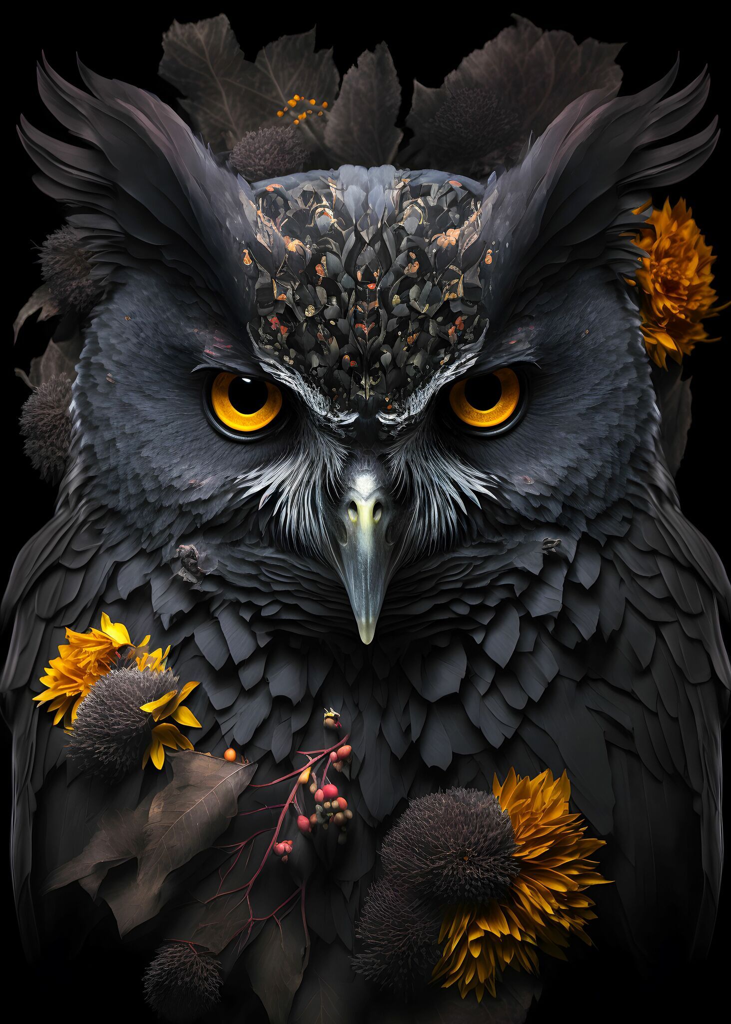 Ugle med gule blomster ©MK5 studio