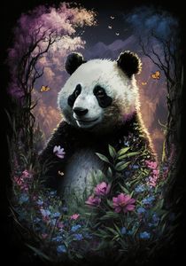 Panda i blomstereng