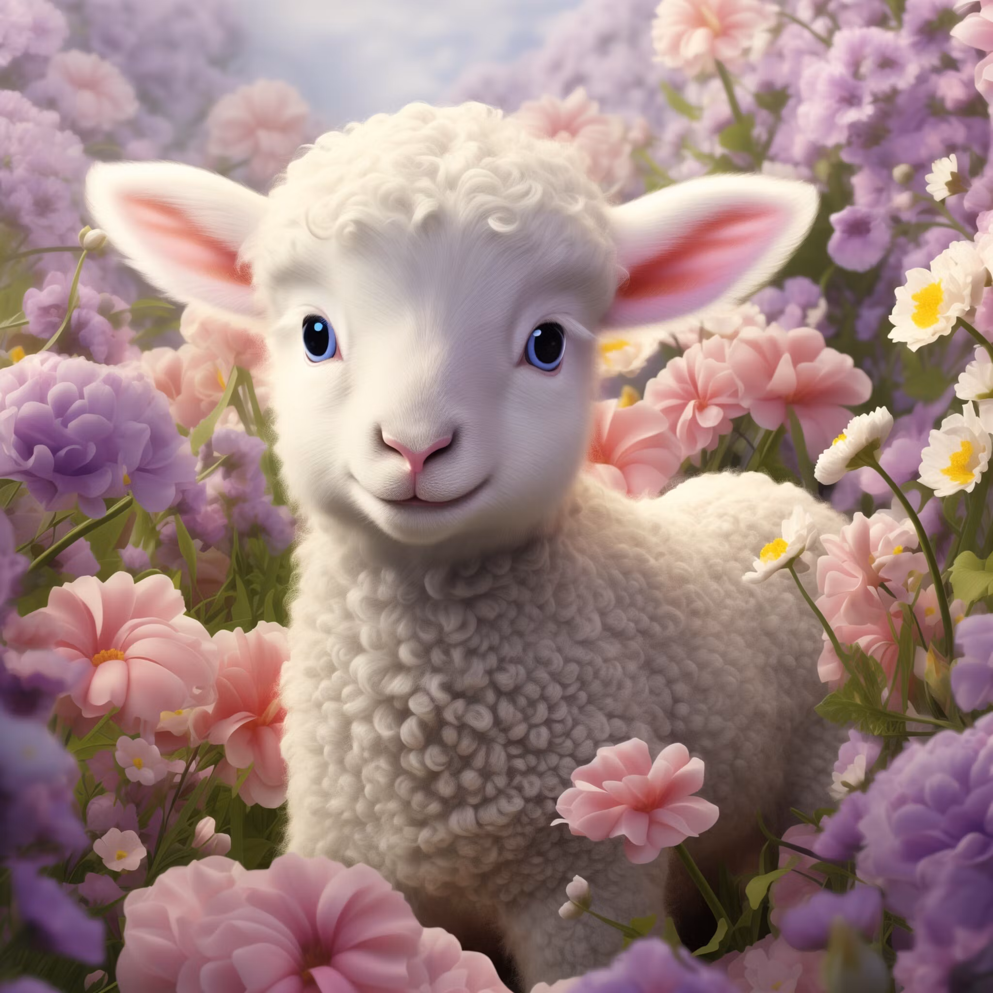 Lam i blomstereng ©Digital jpg4U