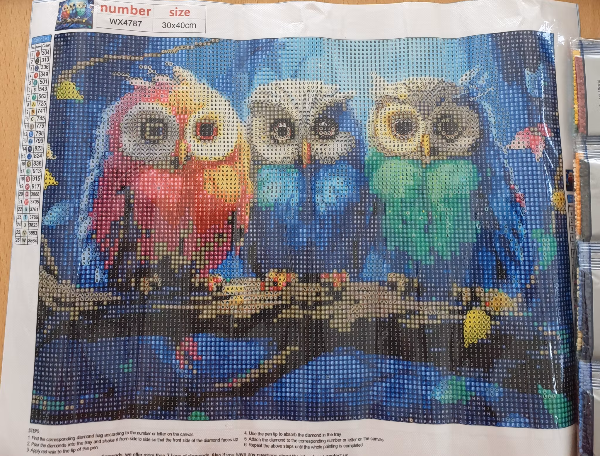 Små uglebilder 25x35 runde perler