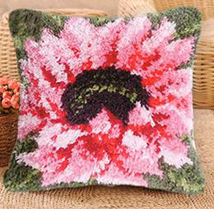 Knytepute rosa Gerbera ferdig montert bunn med bakstykke
