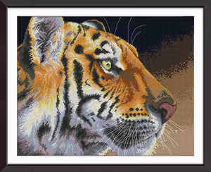 Korssting Tiger bilde 55x45 cm