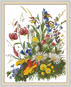 Korssting Villblomster 46x55 cm
