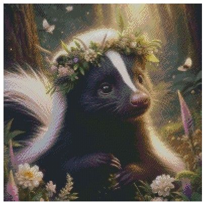 Stinkdyr med blomsterkrans