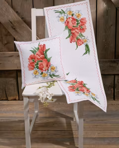 Broderi kit løper med tulipaner 33x87 cm