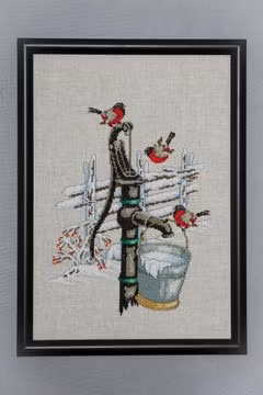 Broderi kit bilde med dompap 28x35 cm