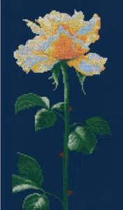 Broderi kit  gul rose 15x29 cm