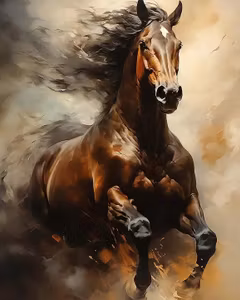 Mal etter nummer full galopp 40x50 cm