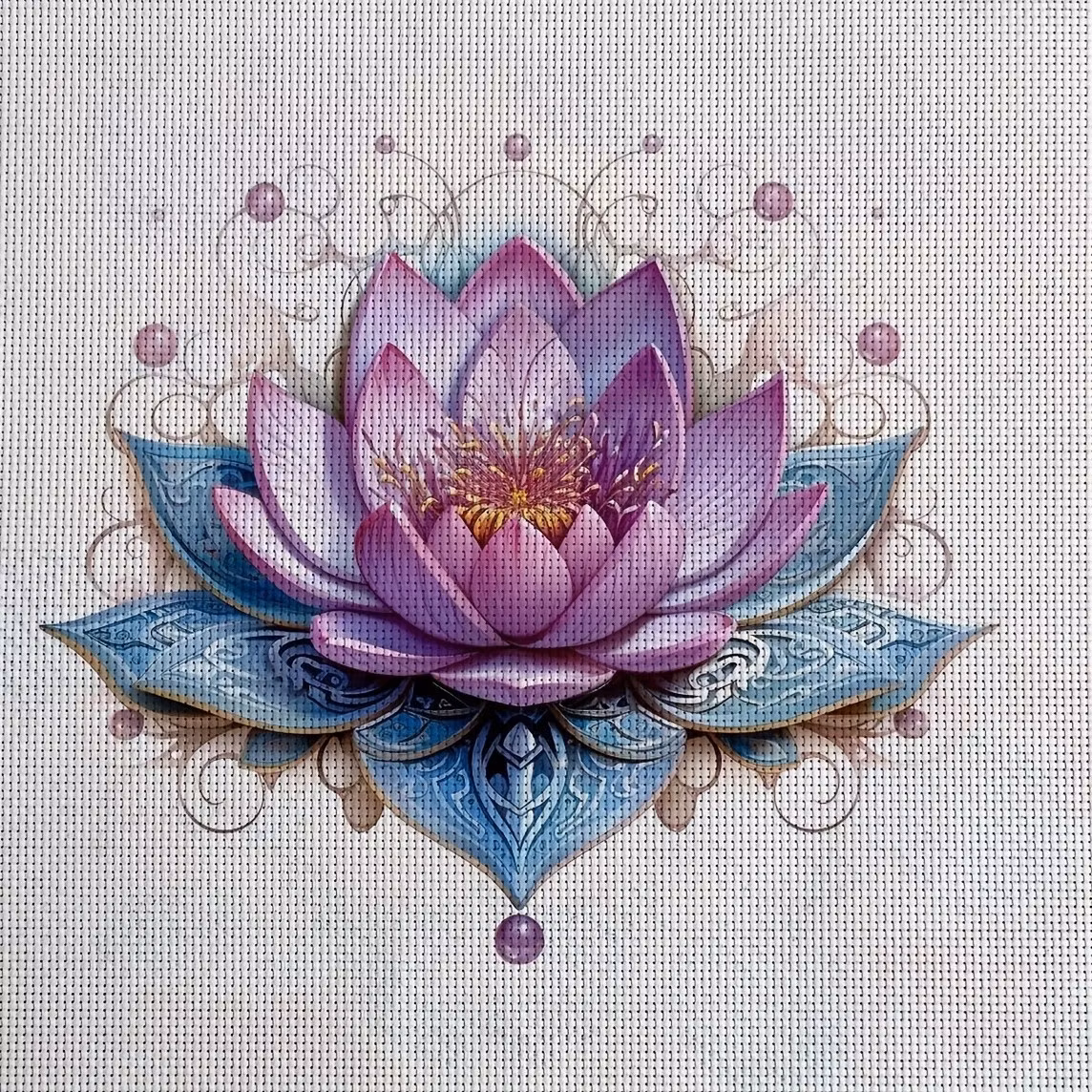 Broderi kit med perler 30x30 lotus