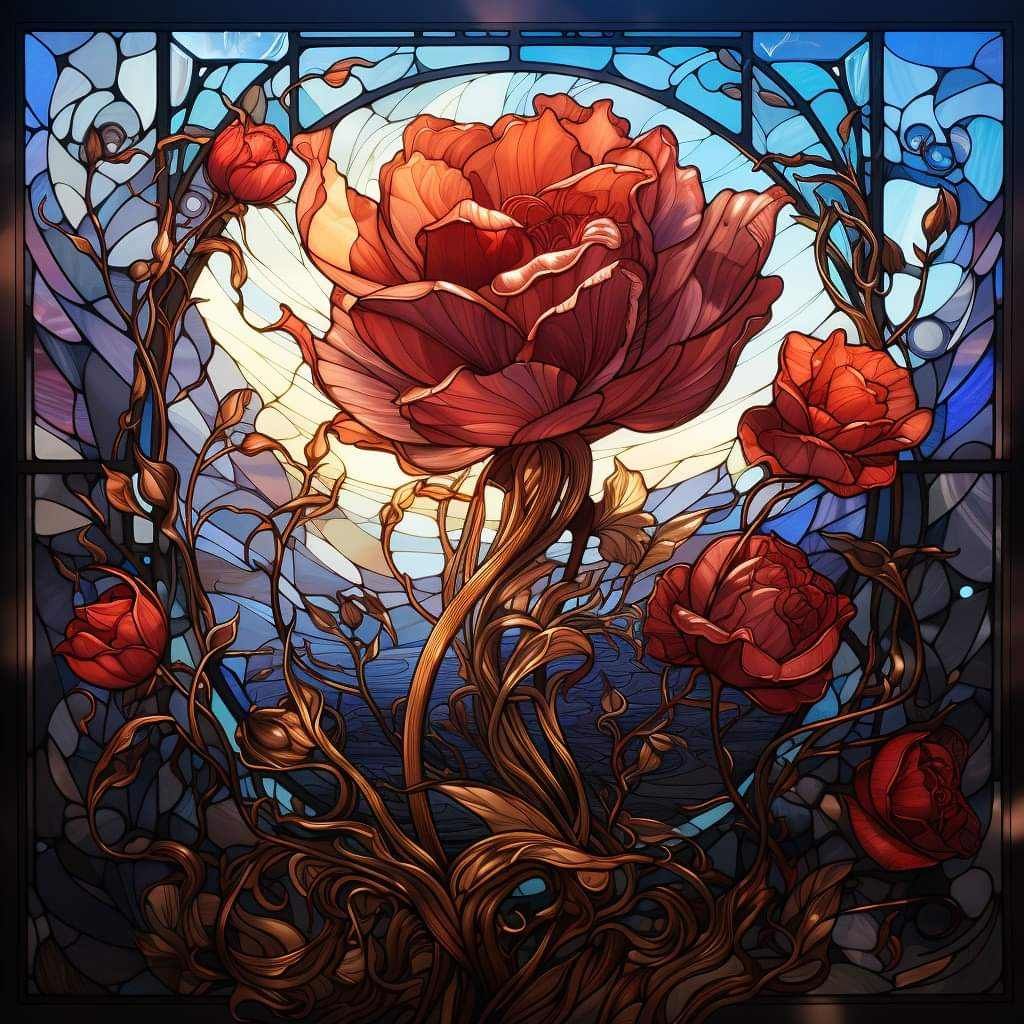 Rose med krystallperler 50x50cm laget av PixelPrimeArt