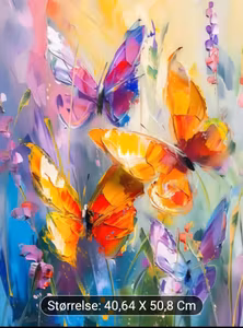 Mal etter nummer sommerfugler 40,64x50,8 cm