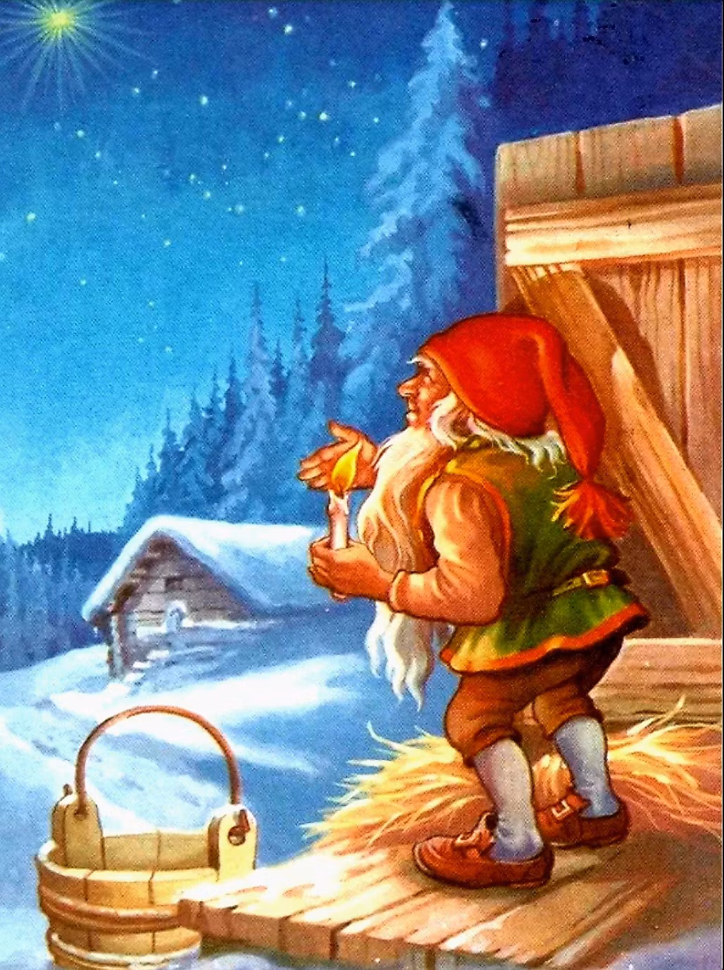 Nisse med kurv og lys