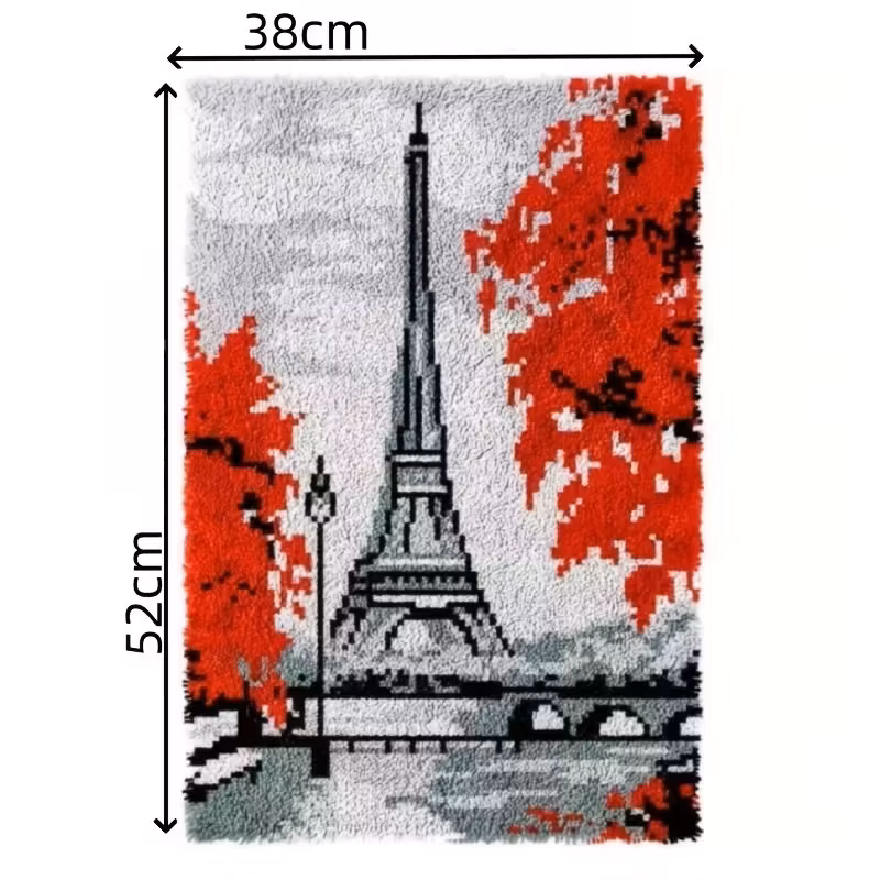 Knyteteppe Eifeltårne 52x38 cm