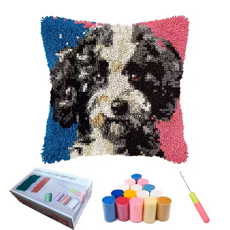 Knyteteppe Hund 43x43 cm