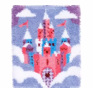 Knyteteppe Rosa slott ca 52x38 cm