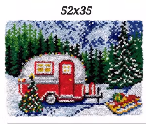 Knyteteppe vampingvogn med bakstykke 52x35 cm