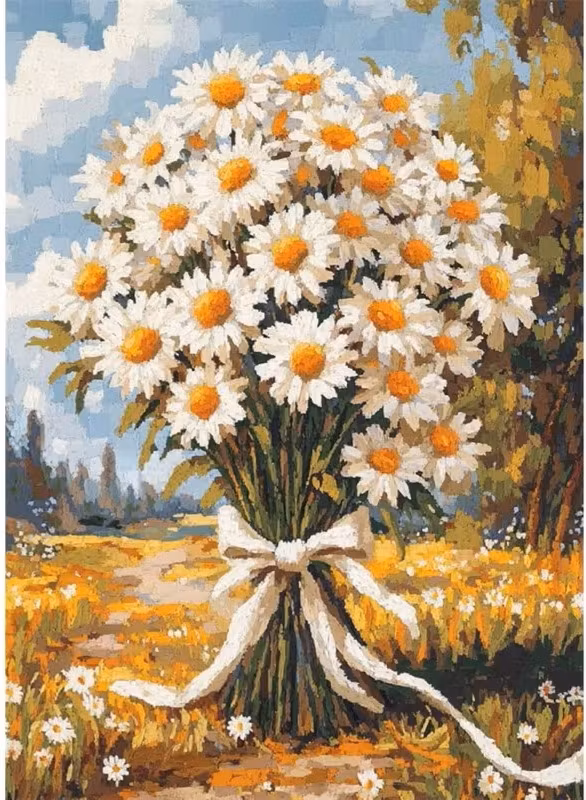 Knyteteppe besje blomster 52x38 cm