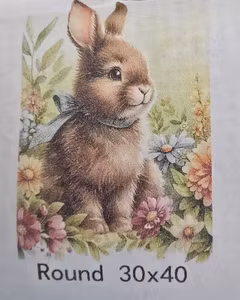 Kanin i blomster eng 30x40