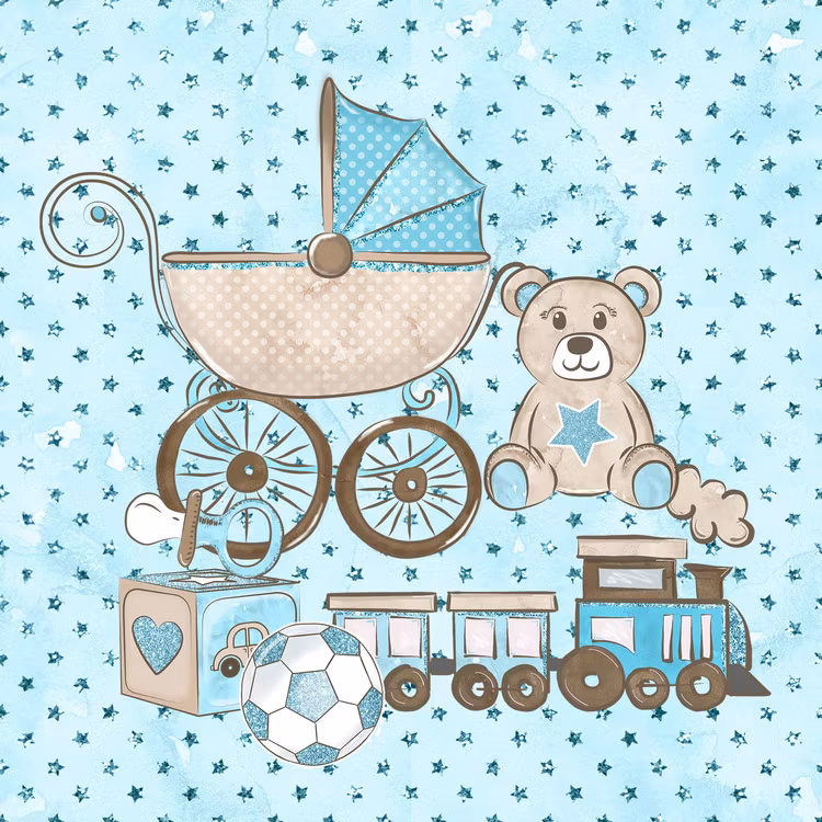 BABY-13   Baby blå 14,5 x 14,5 cm