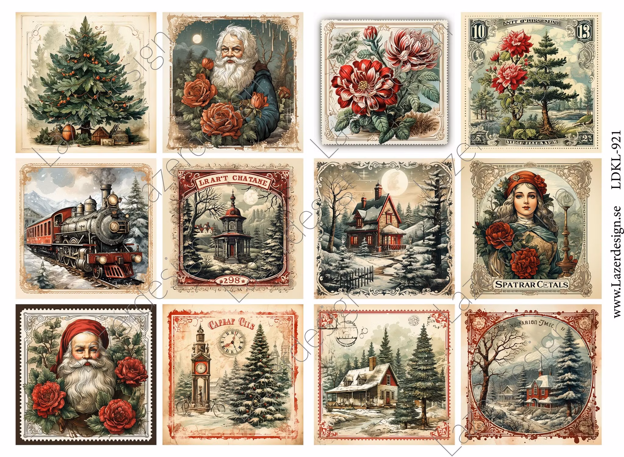 LDKL-922 Klippark 24 Vintage Julmotiv