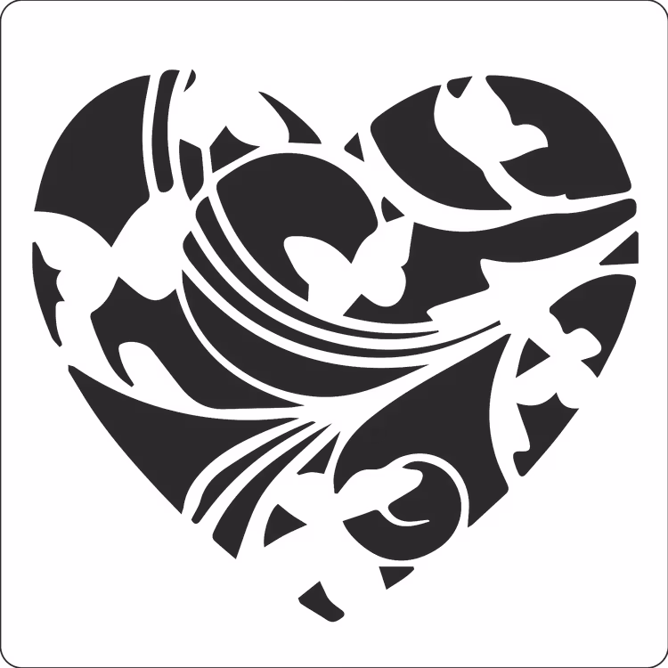 32131 - Stencil Lazerdesign hjärta med fjärilar