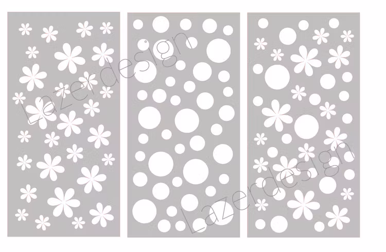 32133 - Stencil Lazerdesign Blommor o cirklar 3 delar
