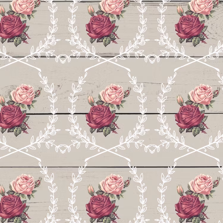 SHABBY-5 GRÅ TRÄ ROSOR I RAM