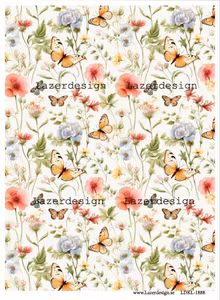 LDKL-1888 Bakgrund blommor  fjärilar