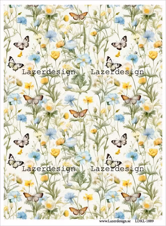 LDKL-1889 Bakgrund blommor  fjärilar