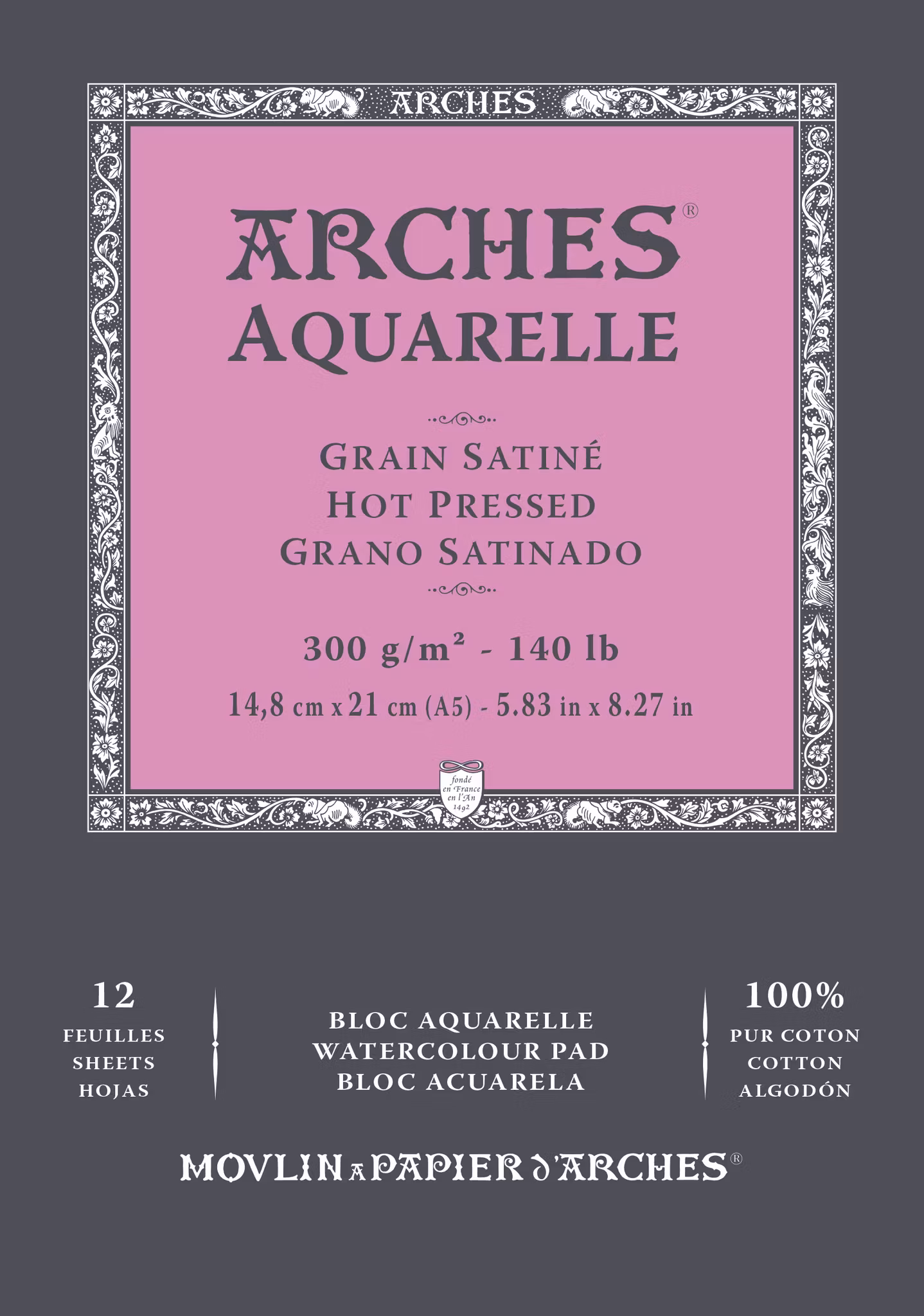 5095-Arches HP 100%Bomull Akvarellpapper 14,8x21 cm
