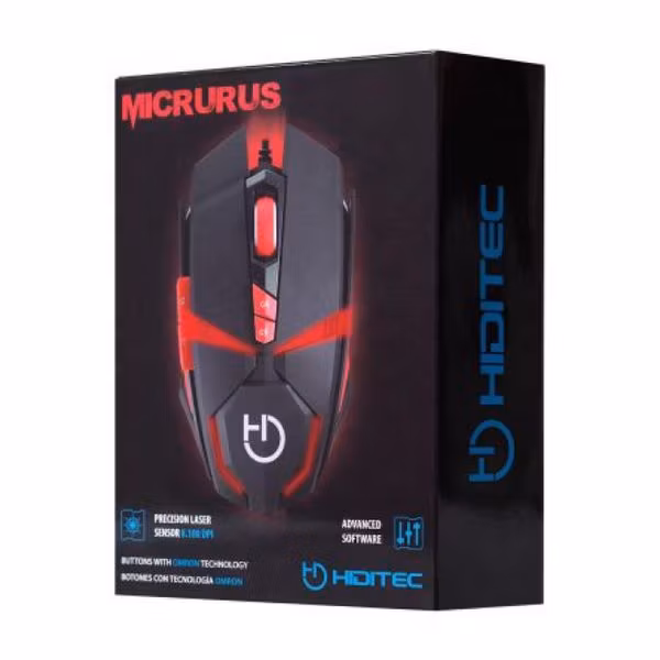 Gaming Mus Hiditec Micrurus 8100 dpi Svart Röd