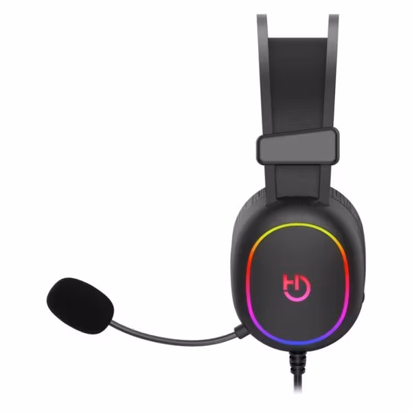 Hörlurar med mikrofon Gaming Hiditec Erys ARGB Svart Multicolour