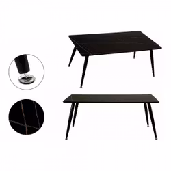 Soffbord Svart Vit Marmor Metall Melamin DM
