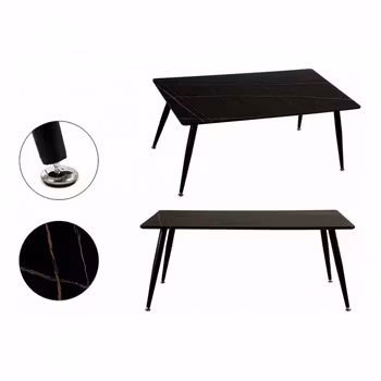 Soffbord Svart Vit Marmor Metall Melamin DM