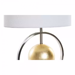 Bordslampa DKD Home Decor Vit Silver Polyester Metall Gyllene