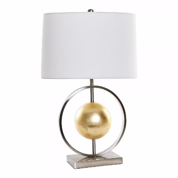 Bordslampa DKD Home Decor Vit Silver Polyester Metall Gyllene