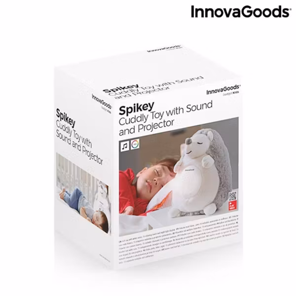 Igelkott-mjukis med vitt brus och nattlampsprojektor Spikey InnovaGoods Gadget Kids