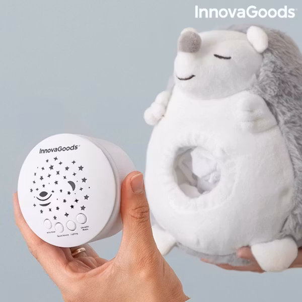 Igelkott-mjukis med vitt brus och nattlampsprojektor Spikey InnovaGoods Gadget Kids