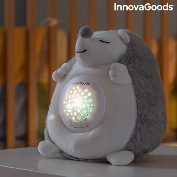 Igelkott-mjukis med vitt brus och nattlampsprojektor Spikey InnovaGoods Gadget Kids