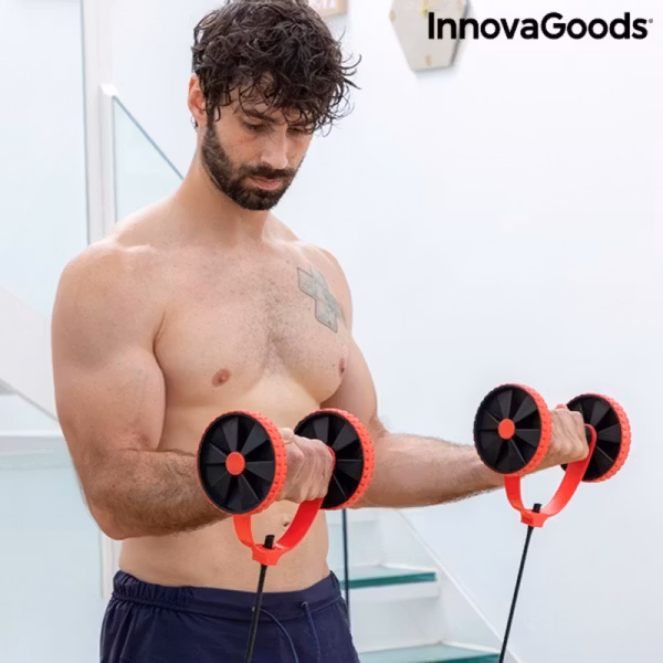 Magrulle med roterande skivor, elastiska band och träningsguide Twabanarm InnovaGoods Wellness Sport!