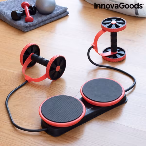 Magrulle med roterande skivor, elastiska band och träningsguide Twabanarm InnovaGoods Wellness Sport!