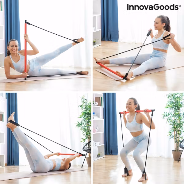 Träningsstång med motståndsband och träningsguide Resibar InnovaGoods