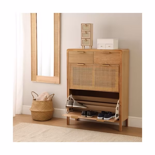 Väggspegel Rattan Paulowniaträ (120 x 50 x 1,8 cm)