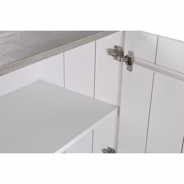 Skänk DKD Home Decor Grå Gyllene Metall Vit Mangoträ (152 x 43 x 84 cm)