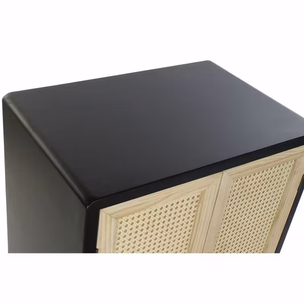 Skänk DKD Home Decor Naturell Svart Gyllene Rattan Furu (60 x 40 x 100 cm