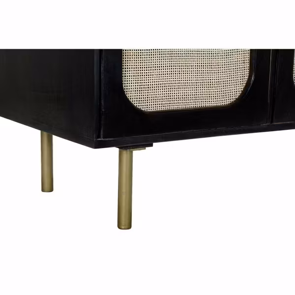 Skänk DKD Home Decor Svart Naturell Rattan Mangoträ (150 x 40 x 78 cm)